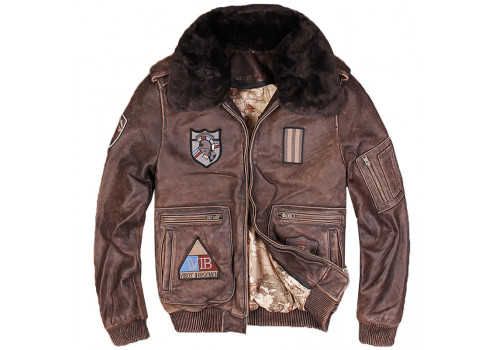 кожаная куртка бомбер винтаж с летными нашивками - купить (цена 46,000.00) на заказ с доставкой по России в магазине 7sec.ru